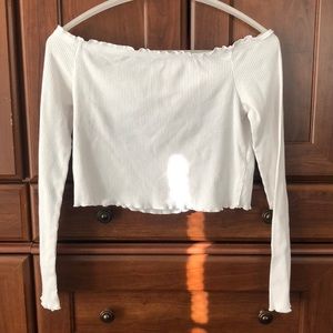 White Off-the-Shoulder Crop Top
